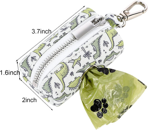 ARING PET Dog Waste Bag Dispenser, Cotton Doggy Poop Bags Holders Attach to Any Leashes, Portable Washable Dinosaur Pet