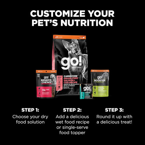 GO! SOLUTIONS Carnivore Protein Rich Dry Dog Food - Grain Free Salmon and Cod Recipe, 3.5 lbs