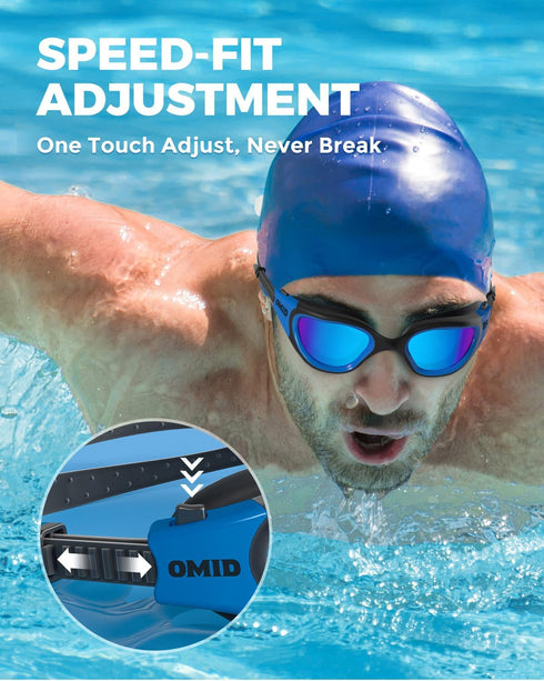 OMID Swim Goggles P2 Polarized - Anti-Fog, Anti-UV, No Leakage for Adult Men, Women, Youth