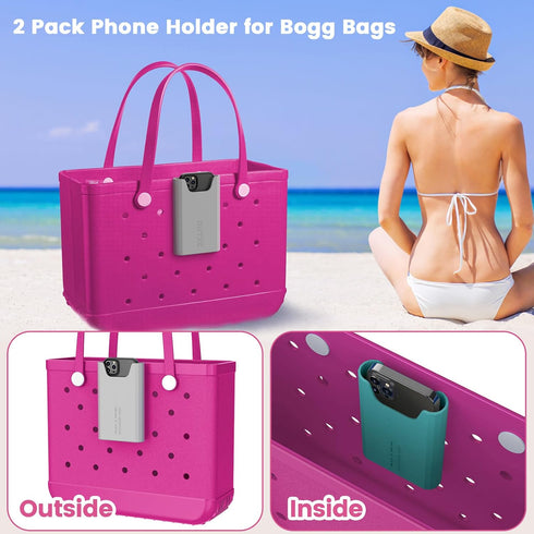 OUTXE Silicone Phone Holder for Bogg Bag - 2 Pack, Compatible with All Bogg Bags, Perfect Beach Tote Accessory.