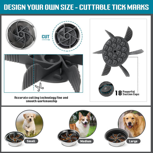 2 Pcs Dog Bowl Slow Feeder Insert - Cuttable with Strong Suction Cups, Feeding Supplies for Most Dogs & Cats