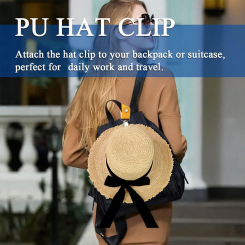 Hat Clip for Travel, PU Leather Multifunctional Duckbill Hat Clip for Outdoor