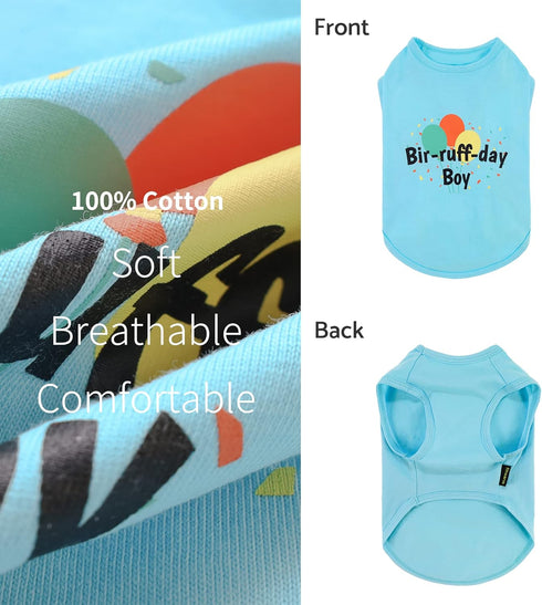 Fitwarm Birthday Boy Dog Shirt, Funny Pet Birthday Outfit for Small Dogs, 100% Breathable Cotton, Aqua Blue