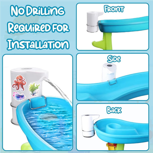 Water Table Pump Continuous Flow,Cordless Kids Battery Powered Water Outdoor Pump,No-Hole Installation Electric