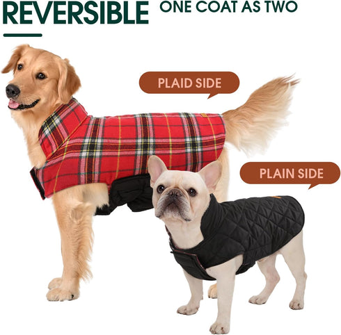 Kuoser Warm Dog Coat, Waterproof Coats for X-Small Dogs, Adjustable Durable Winter Jacket, Cozy Cold Weather Apparel,