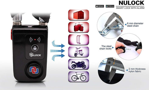 NUNET Bluetooth Bike Lock - Keyless APP Controlled Anti-Theft Waterproof 71in Steel Cable with 110db Alarm, Gray