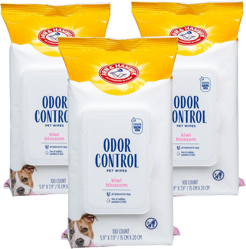 Arm & Hammer for Pets Odor Control Wipes for Dogs, Best Waterless Cleaning for Dogs & Puppies, Kiwi Blossom