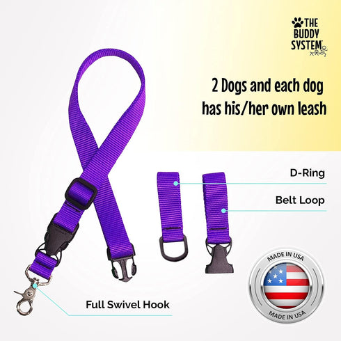 The Buddy System Accessories for Dog Leashes, Made in USA, Extra Buddy, Regular Dog Purple