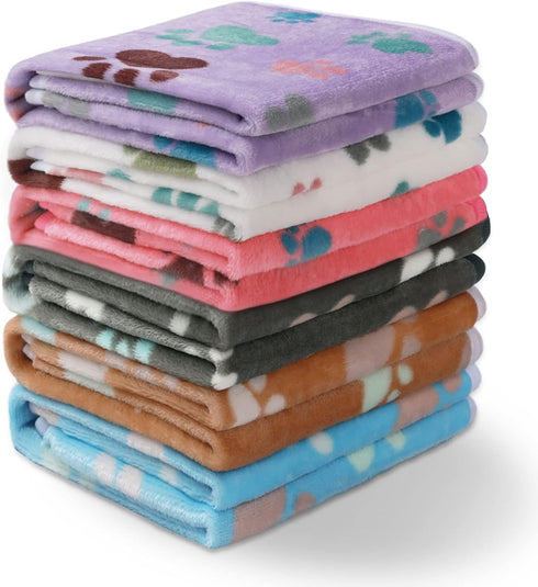 1 Pack 6 Blankets Dog Cat Soft Fluffy Fleece Pet Blanket, Warm Cute Print Design, Large 41"x31"