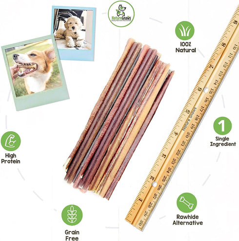 Nature Gnaws Extra Thin Bully Sticks for Dogs, Premium Natural Beef Bones, 6 Inch Long Lasting Chew Treats