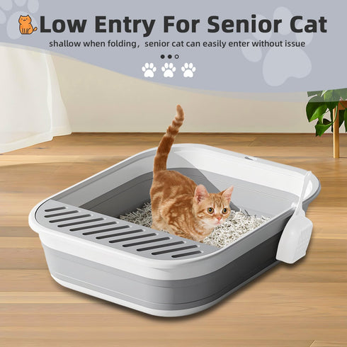 Jninexiu 17.7"13.4" (2Pcs Small Litter Box for Kittens, Open Potty Pan Cat Toilet Portable Cats Litter Box Travel