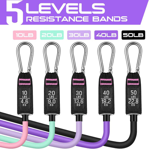 RENRANRING Resistance Bands - 150LBS Workout Bands Set with Handles, Ankle Straps for Muscle Training for Men Women