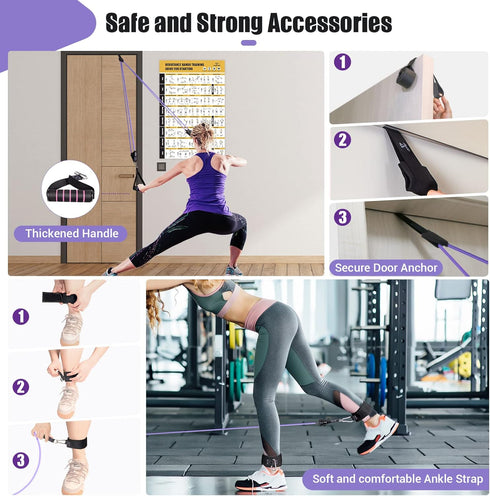 Resistance Bands with Handles for Women, 5 Level Workout Bands for Physical Therapy, Yoga, Pilates