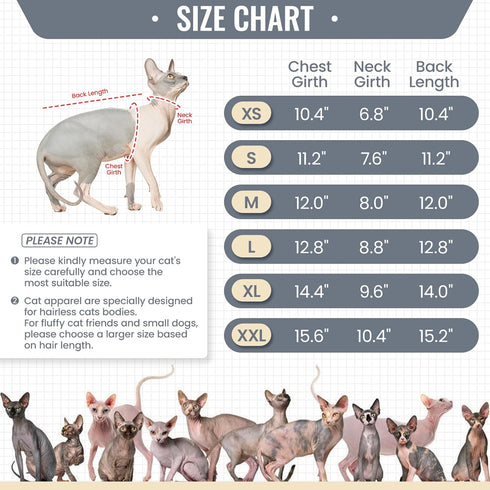 DENTRUN Pullover Shirt for Sphynx Hairless Cats, Breathable Turtleneck Sweater, Adorable Cat's Clothes Vest Pajamas