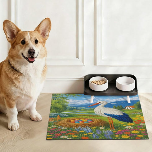 GAPWJNK Spring Bird Nesting Cute Pet Plate Mat Non Slip Pet Bowl Mat Water Absorbing Rug Placemat Fit Dogs Cats