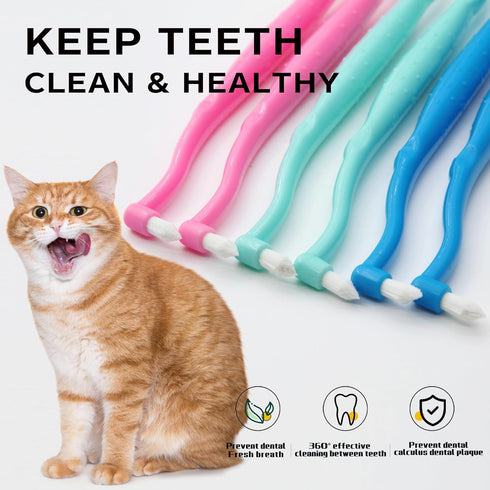 PenVinoo Dual Sided Cat Toothbrush Dog Toothbrush Finger Brush Micro Head, Suitable for Small to Large Dogs & Cats