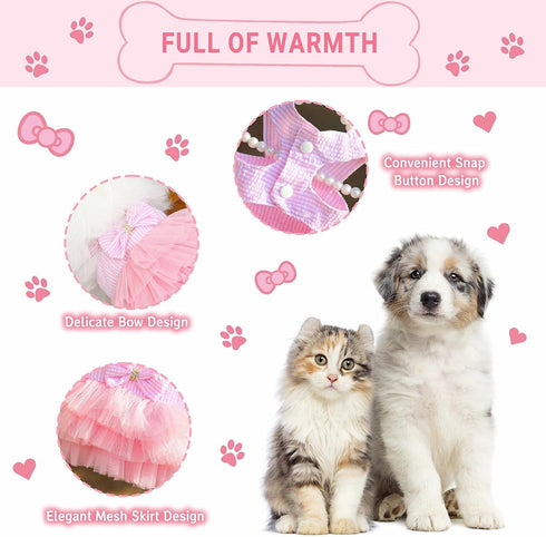 Fashion Pet Dog Clothes, Striped Mesh Puppy Dresses, Small, Pink