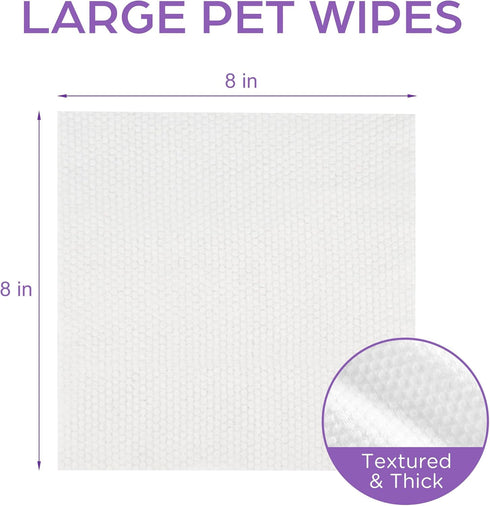 PrimePets Dog Wipes for Paws and Butt - 100 Count, 8" x 8" Lavender Scented Extra Thick Wipes for Sensitive Skin