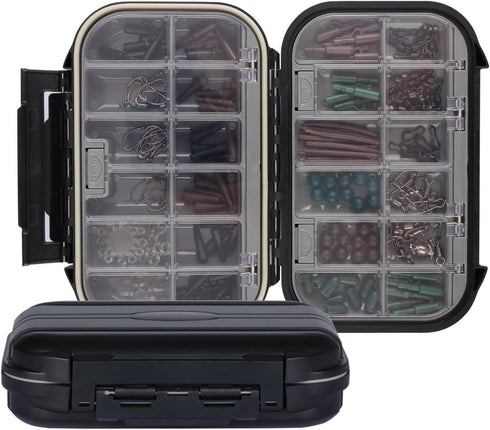 Goture Small Tackle Box, Waterproof Fishing Lure Boxes, 2-Sided Adjustable Small Plastic Case Storage Containers (Black)