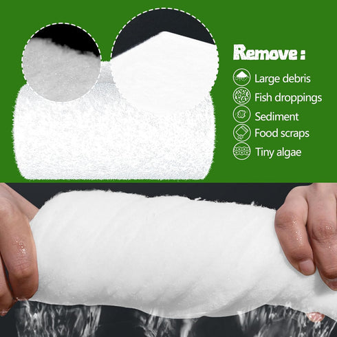 Aquarium Filter Floss 12" x 72", Dual Density Pad for Fish Tank, Pond Filter Media Roll for Freshwater & Saltwater