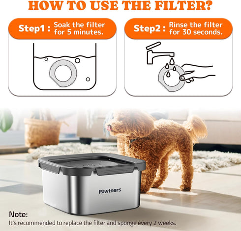 6 Packs Replacement Filters for Pawtners 4.5L No-Spill Dog Water Bowls, Activated Carbon Material for Pet Dogs