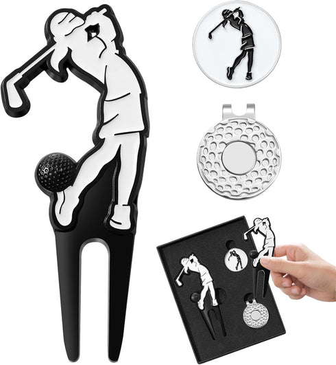 Golf Divot Tool with Hat Clip Set, Personalized Magnetic Ball Marker, Premium Golf Gifts for Men Women