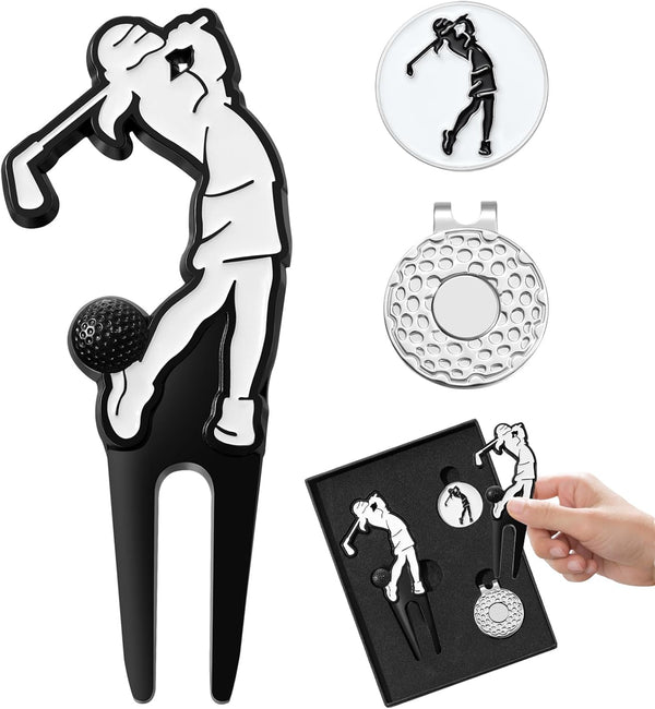 Golf Divot Tool with Hat Clip Set, Personalized Magnetic Ball Marker, Premium Golf Gifts for Men Women