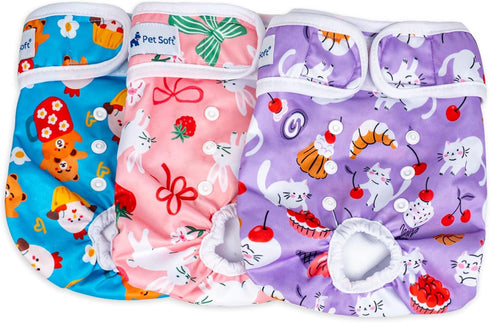 Pet Soft Female Dog Diapers, 3 Pack Washable Dog Diapers Female for