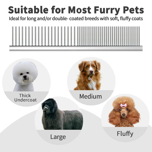 Large Firm Slicker Brush & Pet Comb Value Kit, Extra Long Pin Brush for Goldendoodles, Large Dog Grooming Wire Brush,