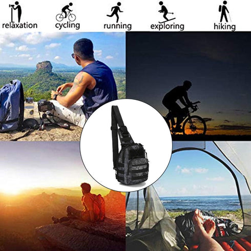 Tactical Shoulder Sling Bag, Small Outdoor Chest Pack for Men, Black Rover Sling Daypack for Traveling, Trekking,