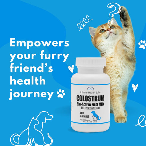 Bio-Active Bovine Colostrum for Dogs, Cats, Puppies, Kittens & Pets - Daily Colostrum Powder Supplement 40g (80 Servings)
