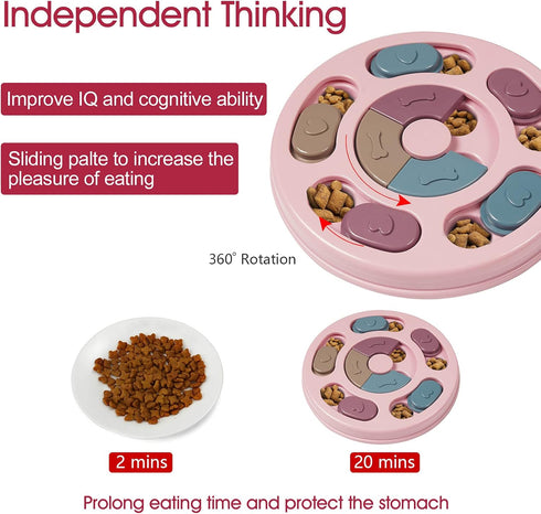 DR CATCH Interactive Dog Puzzle Feeder - Pink IQ Training Toy for Dogs