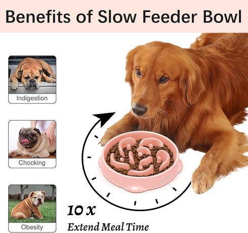 MateeyLife Large Slow Feeder Dog Bowls 2PCS - Anti-Choking Puzzle Non Slip Interactive Dog Feeding Bowls