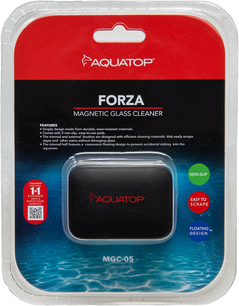 Aquatop Forza Floating Glass Cleaning Magnet 2.17 x 1.57 x 1.25 inches, for Glass Aquariums 3/16-1/4 inches Thick, Clam Shell Package, MGC-05