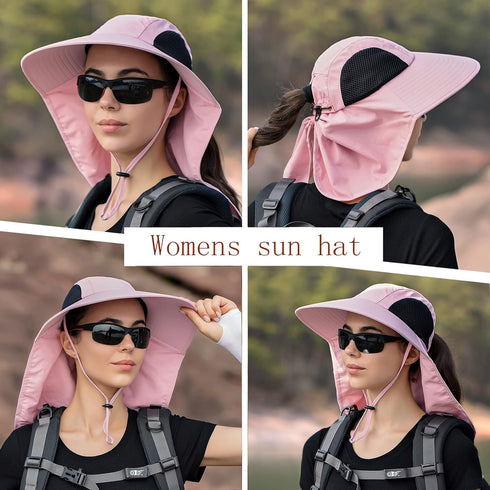 Sun Hat for Men and Women with Neck Flap, UPF 50+ UV Protective Wide Brim Hiking Fishing Hat