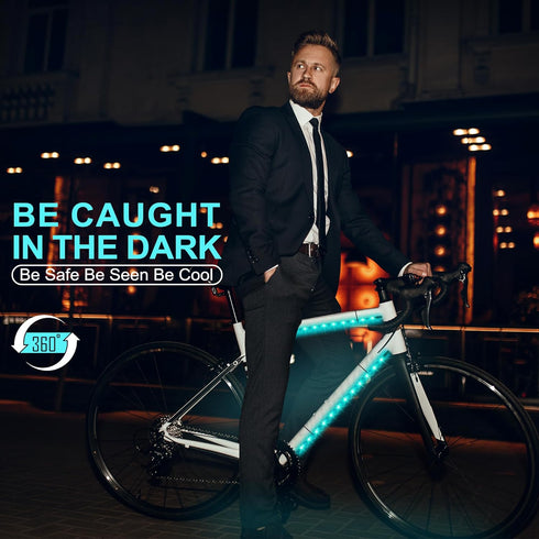 Martronic 2-Pack 47 Bike Lights for Night Riding, Flashing Modes Colorful Smart Scooter Lights with Battery Box, Fun