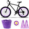 Kid's Bicycle Basket Streamers Set, Children's Wicker Basket with 2 LED Wheel Lights, Daisy Bike Bell
