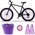 Kid's Bicycle Basket Streamers Set, Children's Wicker Basket with 2 LED Wheel Lights, Daisy Bike Bell