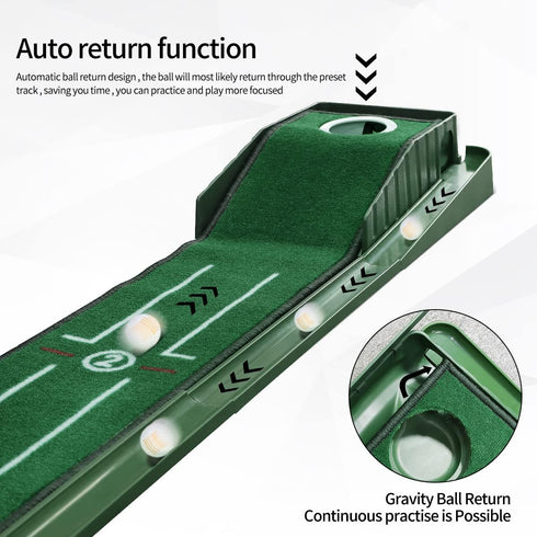 Indoor Putting Green Set, 8 Feet Putting Mat with Auto Ball Return, Perfect Gift for Men, Home Office