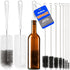 Holikme 10 Pack Bottle Brush Cleaner Set, 15" Long Handle, Flexible Water Bottle Brush, 8 Straw Cleaner Brush, White