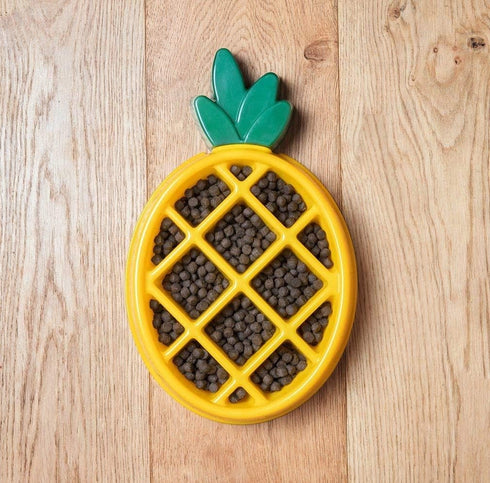 ZippyPaws Happy Bowl, Slow Feed Dog Bowl, Up to 10x Slower Eating, Dishwasher Safe, Non-Slip Pineapple