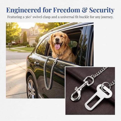 XMHBG 24inch Dog Seat Belt for Car - Stainless Steel Pet Safety Restraint, Vehicle Travel Harness & Crash-Proof Tether