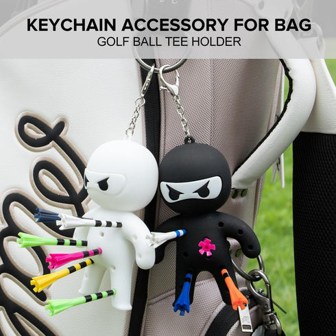 Golf Tee Holder, Ninja Portable Keychain Golf Ball Tees Holder, Golf Accessory Gift for Men & Women