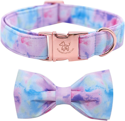 Elegant Little Tail Dog Collar with Bow, Soft & Comfy Adjustable Bowtie Pet Gift for Small Medium Large Dogs