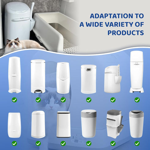6-Pack 50% Refill Bags, Longer Length, More Capacity, Additional Odor-Inhibiting EVOH Material, Compatible With Most