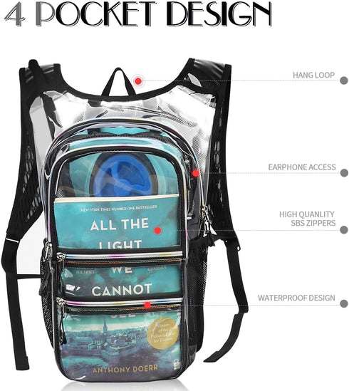 Hydration Pack, Lightweight Water Backpack with 3L Bladder, Essential for Rave, Hiking, Biking, Running