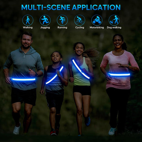 Illumifun LED Running Belt, USB Rechargeable Light Up Sash, High-Visibility Elastic Waistband for Nighttime Activities