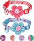 Blueberry Pet Pack of 2 Adjustable Breakaway Cat Collars, Lovely Cherry and Floral Prints with Flower & Bell, Neck