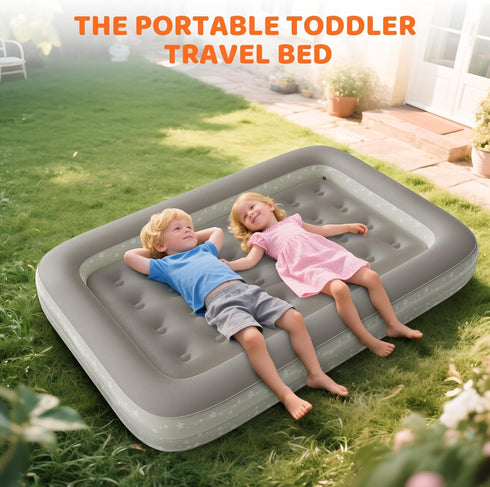 60") Inflatable Toddler Travel Bed: Portable Blow Up Travel Toddler Bed with Safety Sides - Toddler Air Mattress