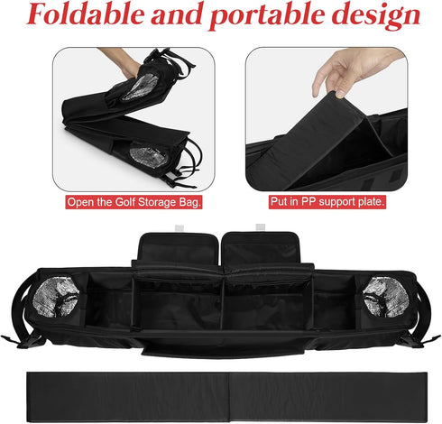 Golf Cart Front Storage Basket with Insulated Cup Holders, 1680D Oxford-Fabric, Universal No-Drilling Organizer
